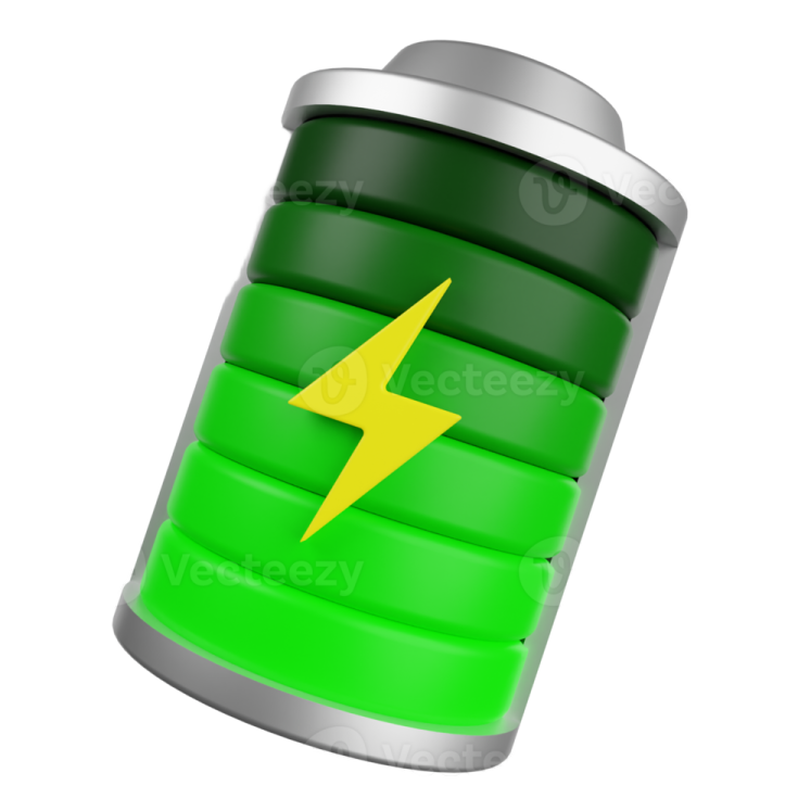 a green battery with a lightning symbol on it