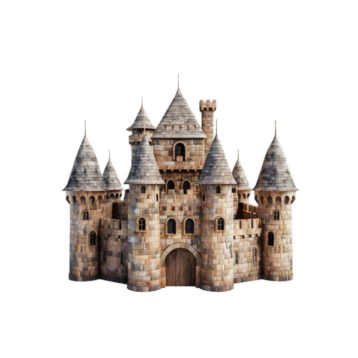 a castle with turrets and turrets