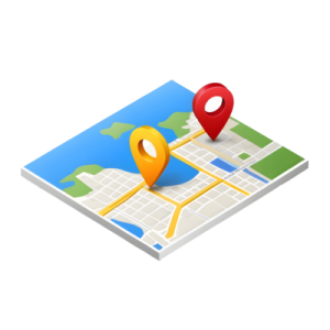a map with a pin on it