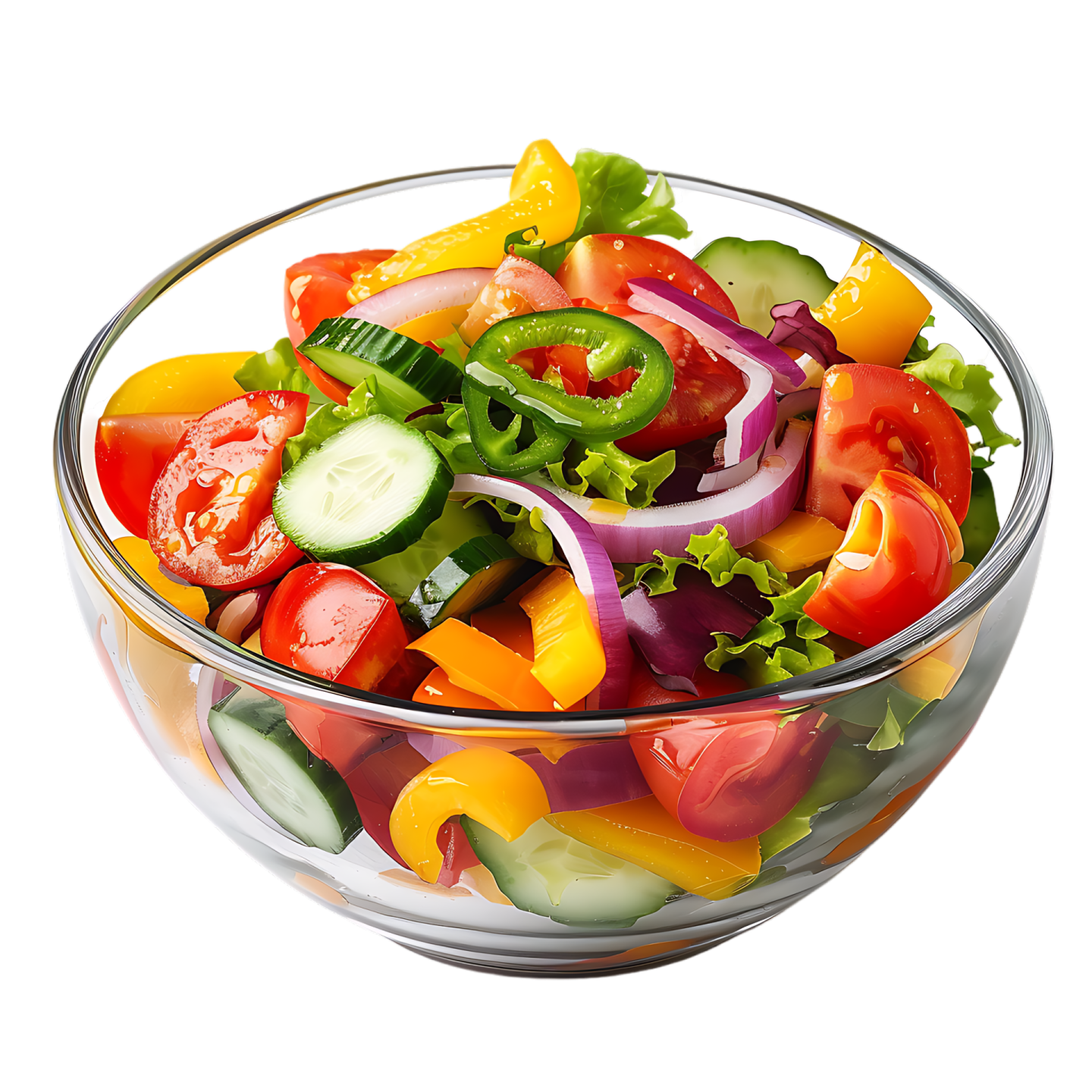 a salad in a glass bowl