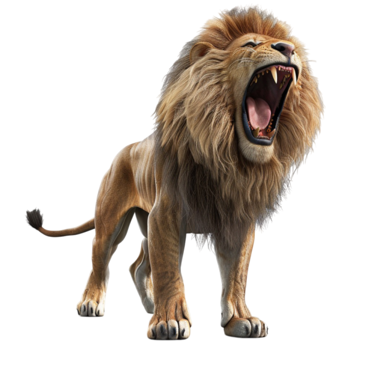 3d digital render of a roaring lion isolated on white background