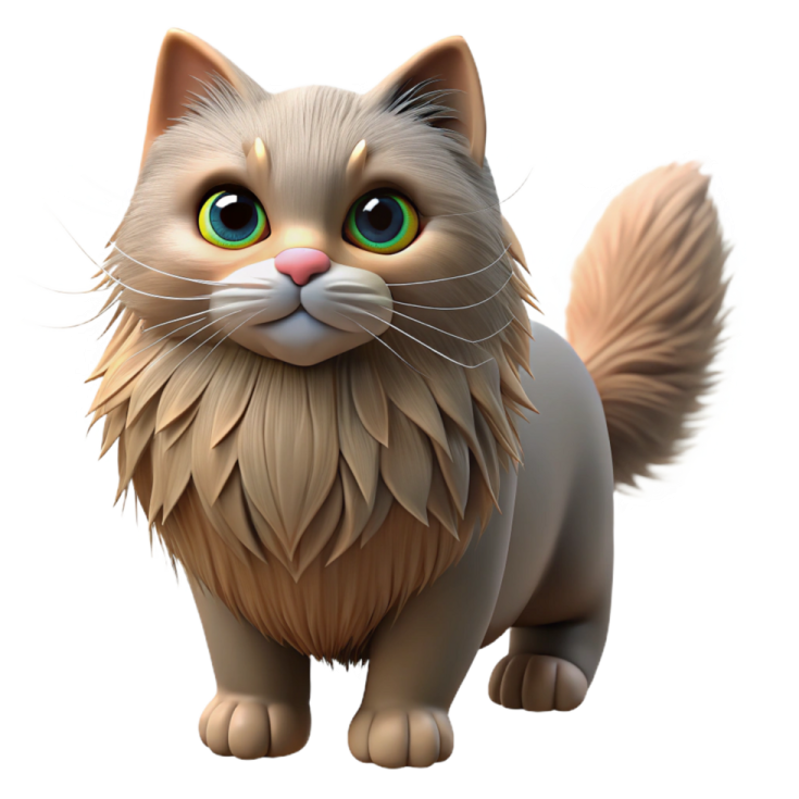 a cat with green eyes and long hair