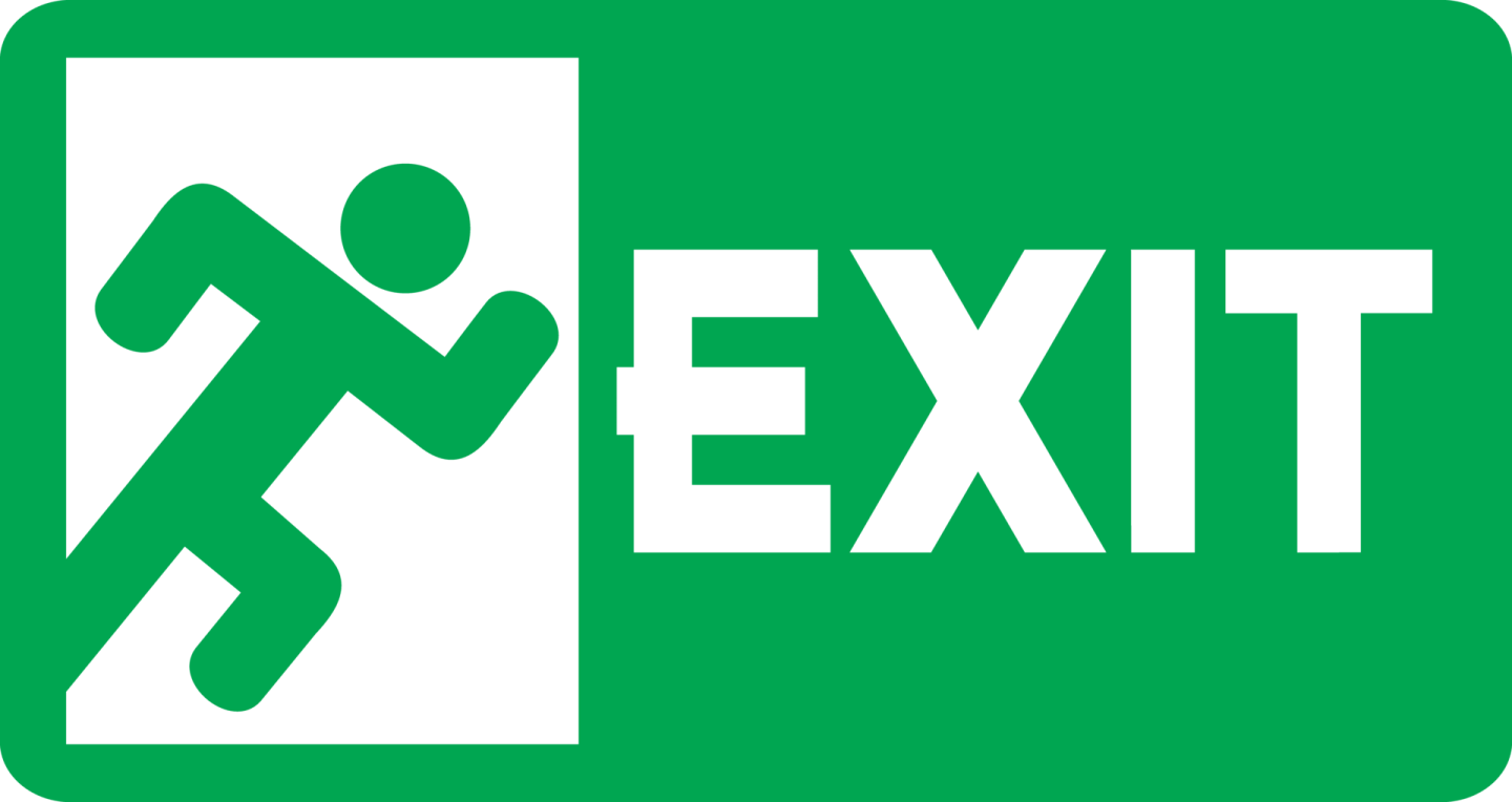 a green exit sign with the word exit