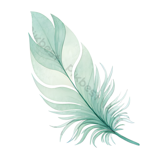 a watercolor painting of a green feather