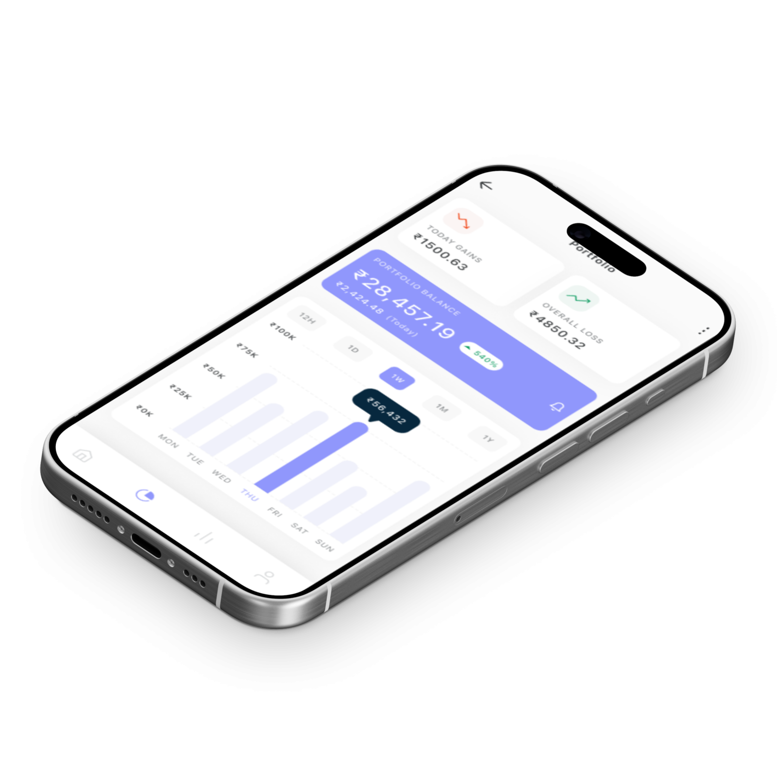 a smartphone with an app on the screen