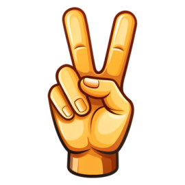 a yellow peace sign with two fingers