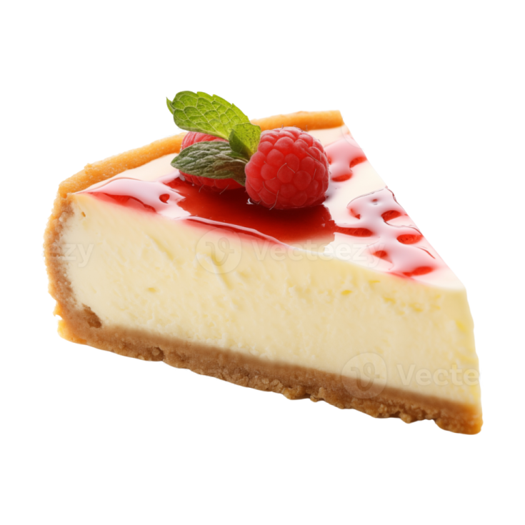 a piece of cheesecake with raspberries on top