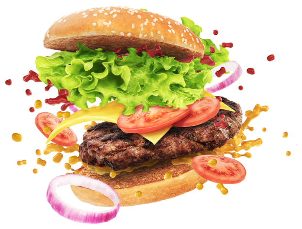 a hamburger on a white background