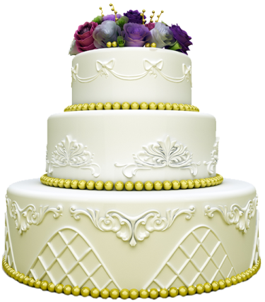 a three tiered cake with flowers on top