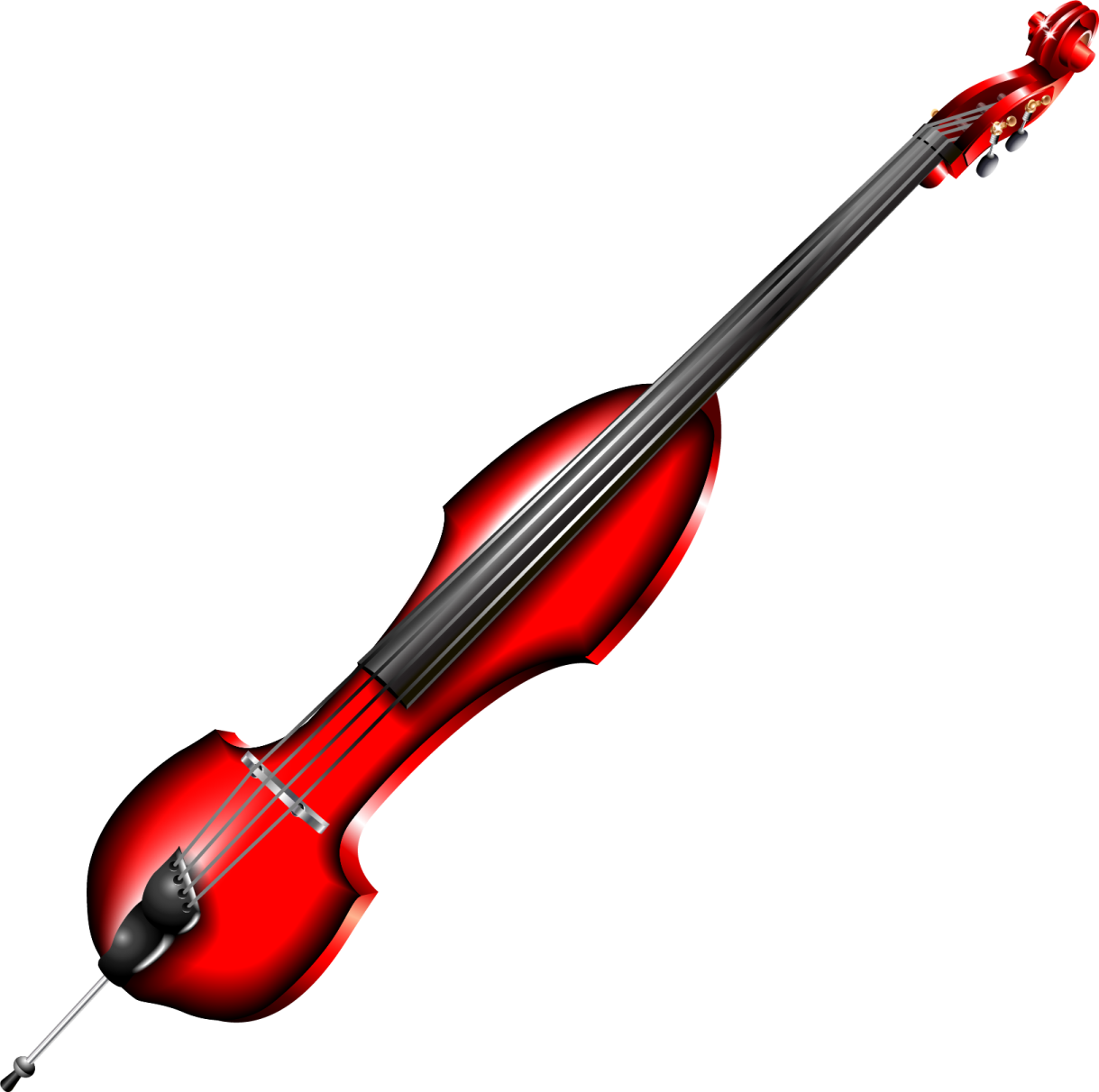 a red violin on a white background