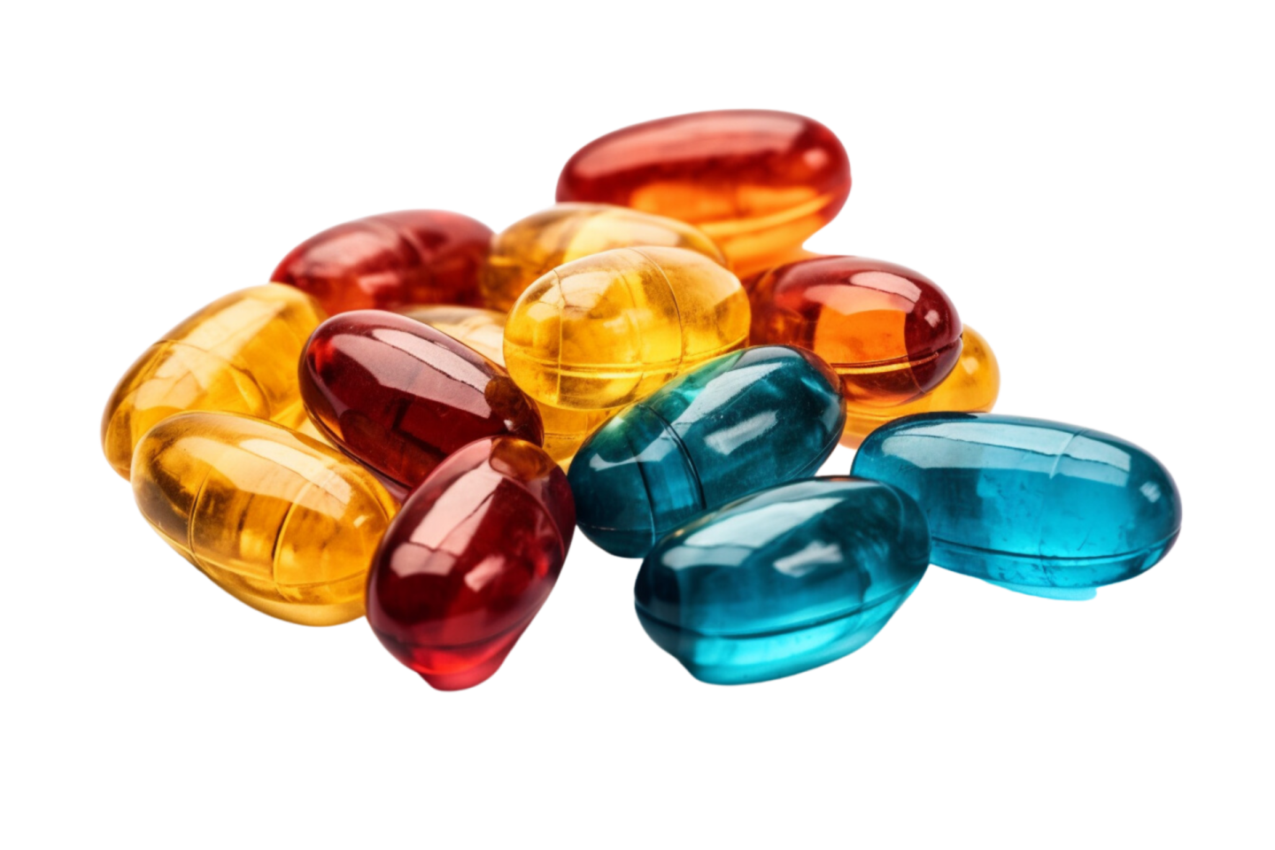 a pile of multi colored pills