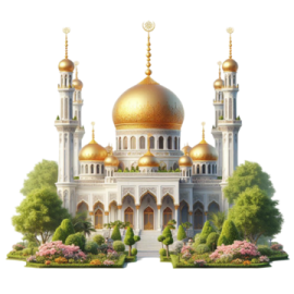an image of a mosque with gold domes