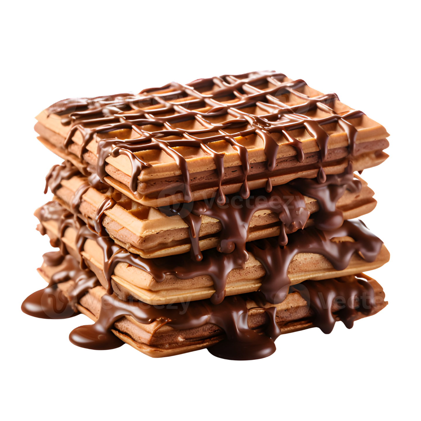 a stack of chocolate covered was on a white background