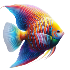 a colorful fish on a white background