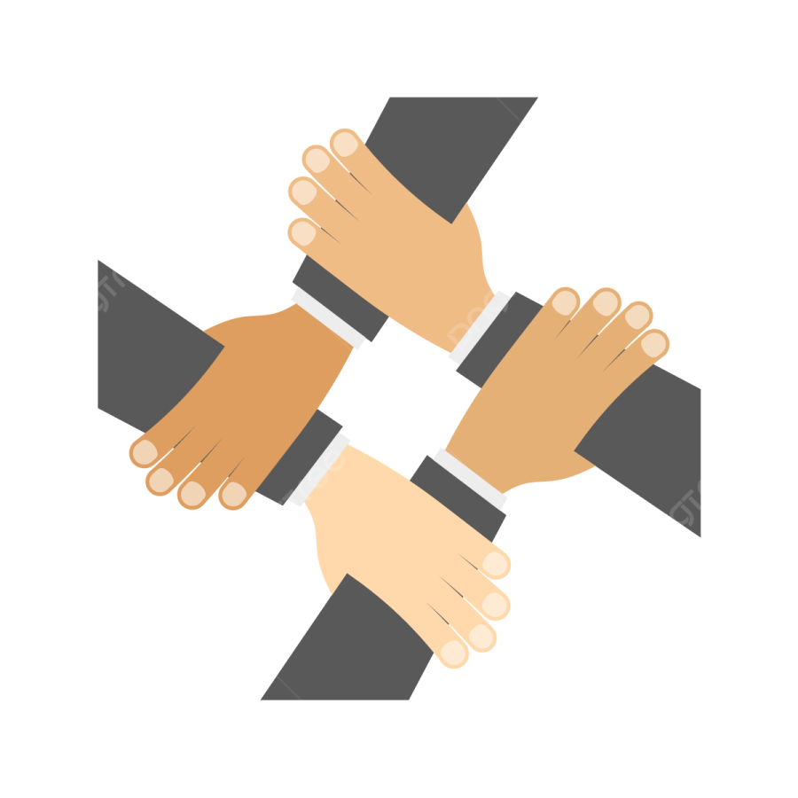 a group of hands holding each other hands