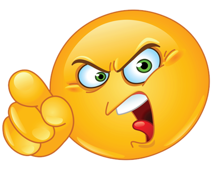 a yellow smiley face with an angry expression