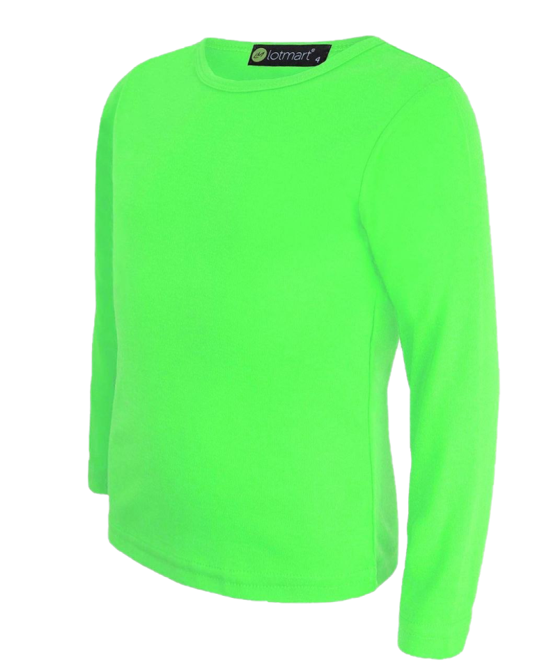 a bright green sweater with a round neckline