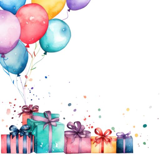 a bunch of colorful balloons and gift boxes