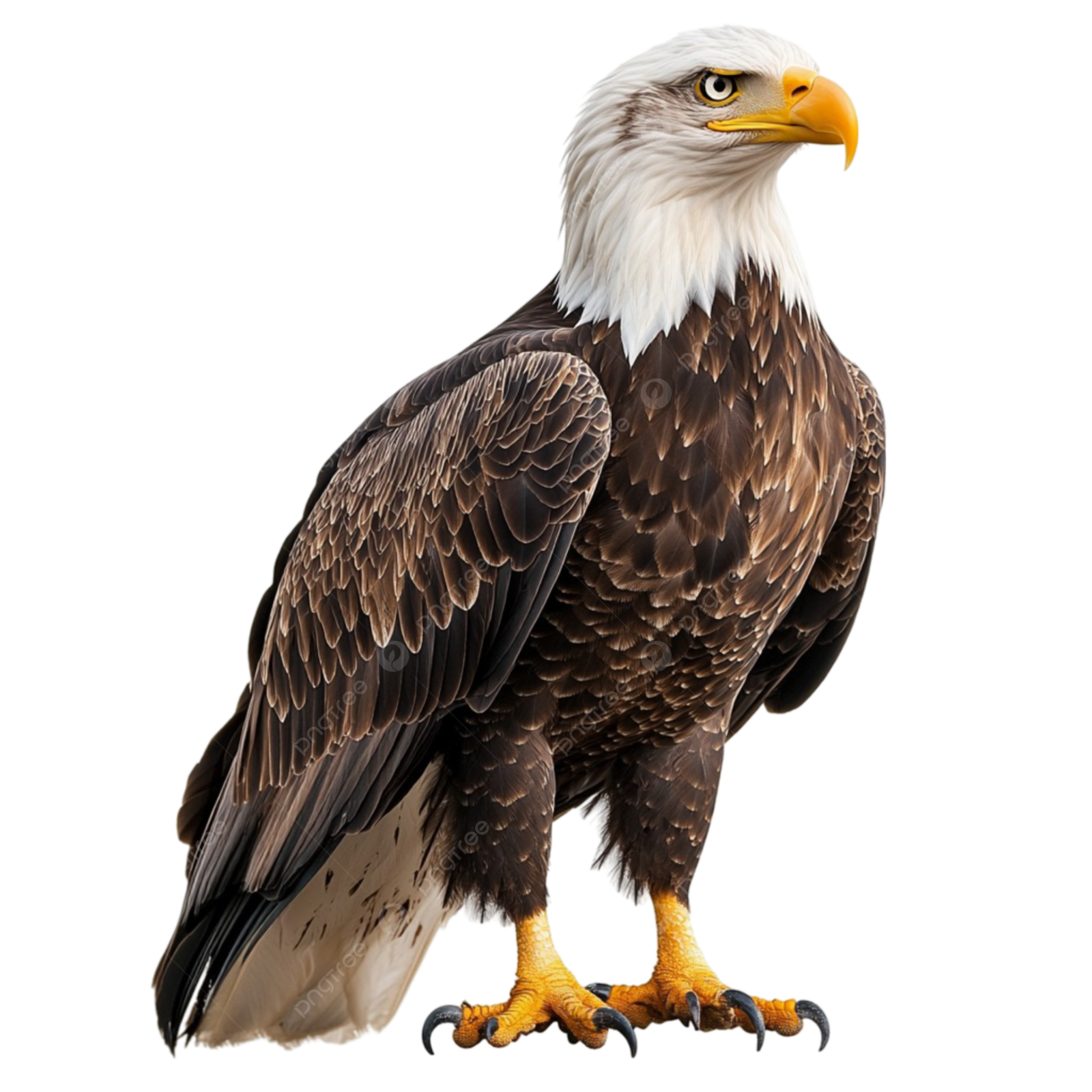 an eagle standing on a white background