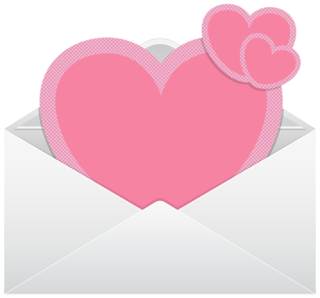 a pink heart in an envelope