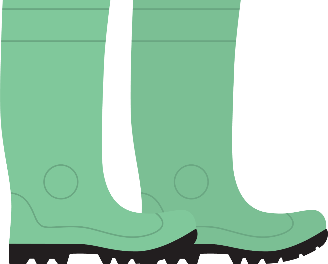 a pair of green rain boots