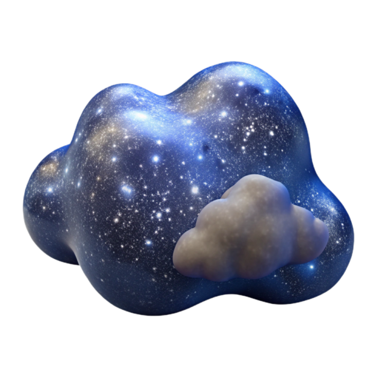 a blue cloud with stars in the sky