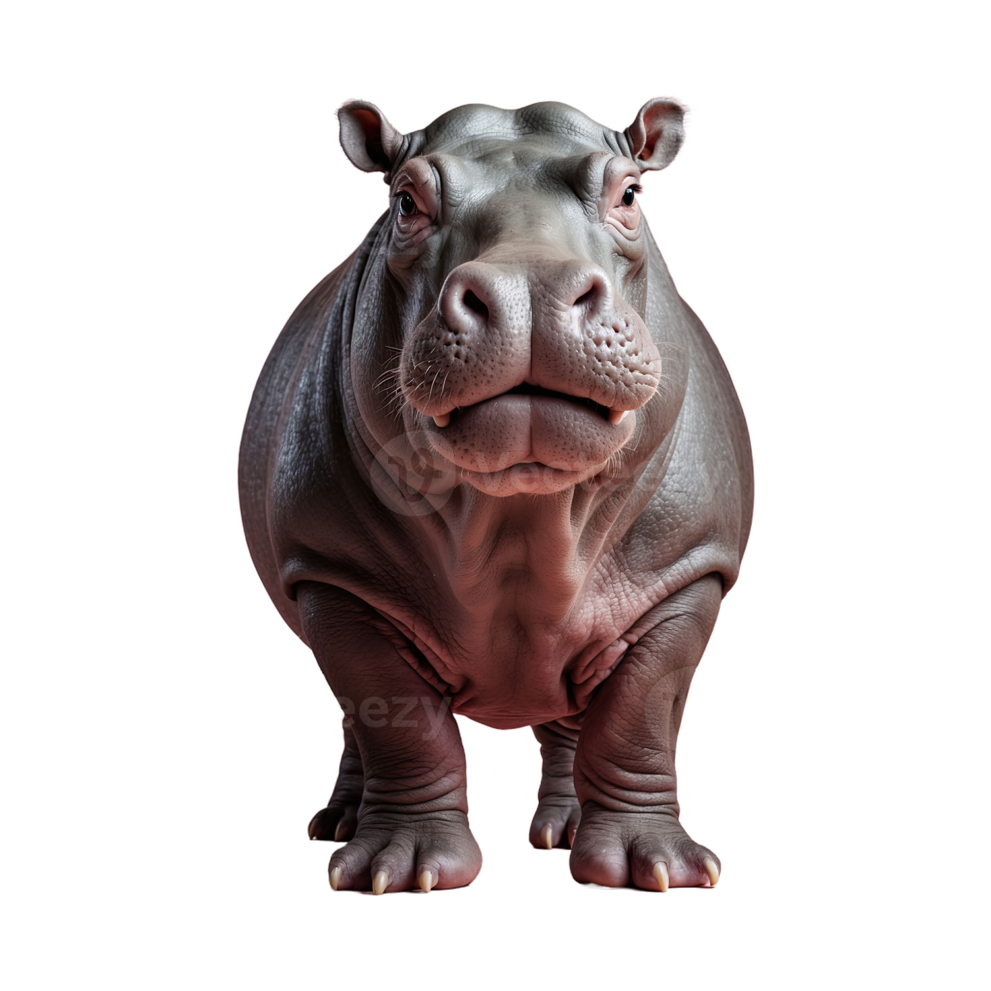 a hippo is standing and looking at the camera