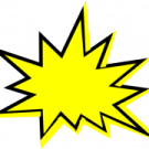 a yellow star with black and white background