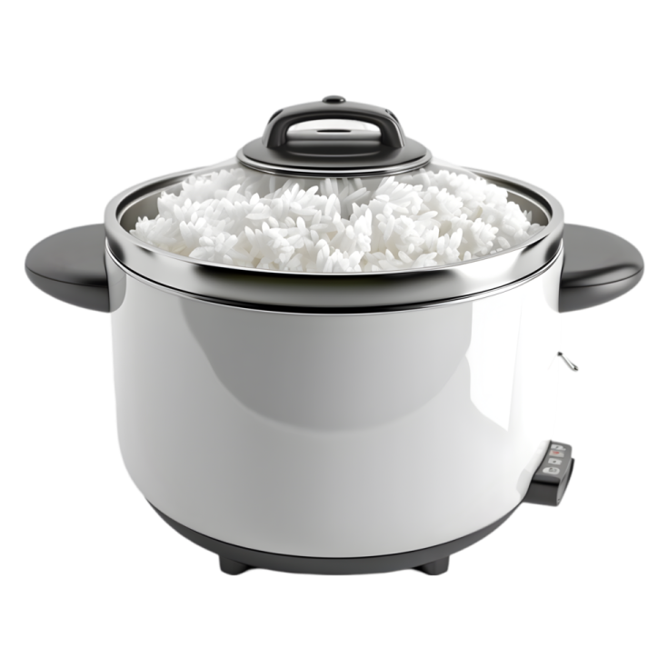a white rice cooker filled with rice