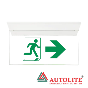 a white sign with an arrow pointing to the right