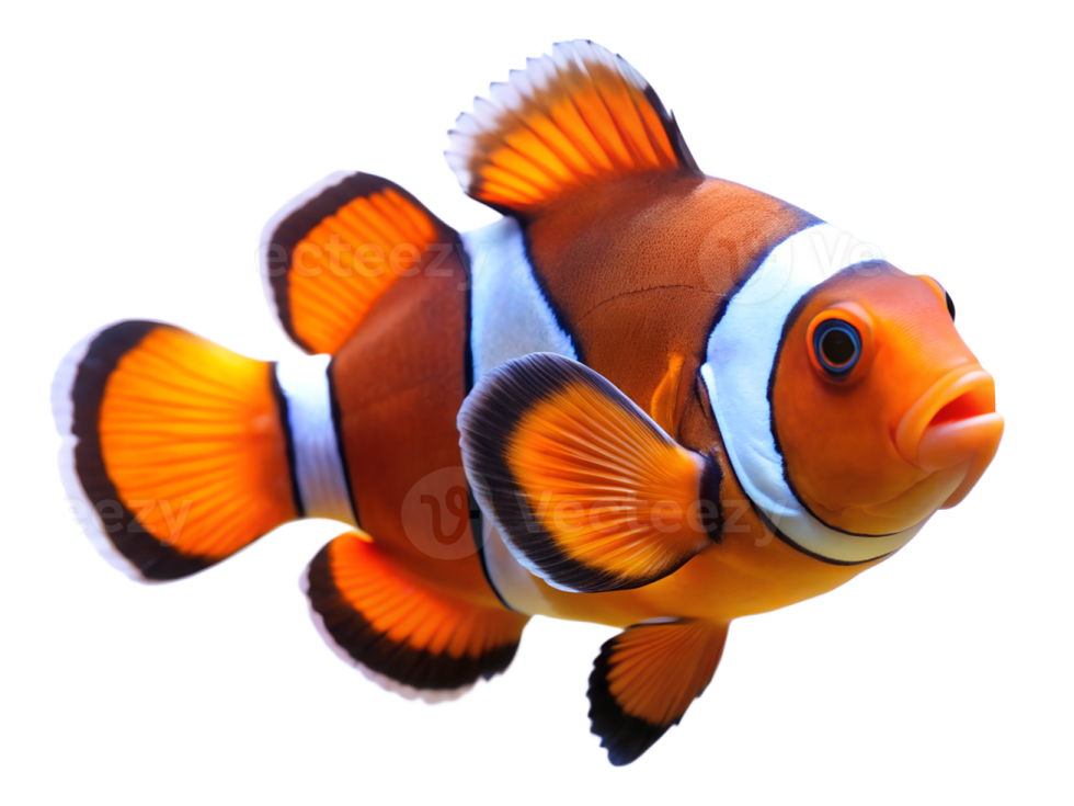 an orange clown fish swimming in the ocean