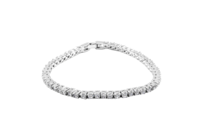a diamond tennis bracelet in white gold