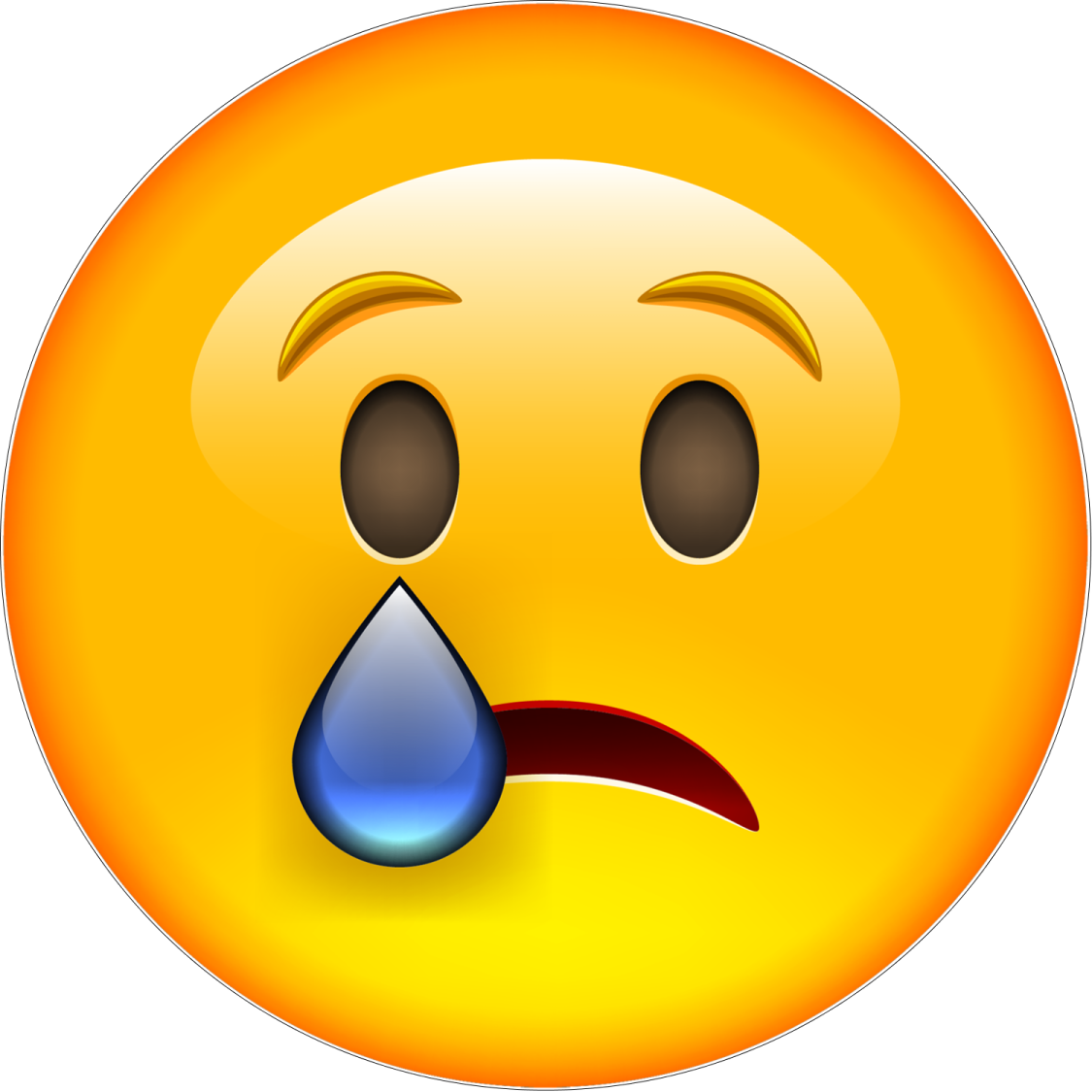 a yellow smiley face with tears on it