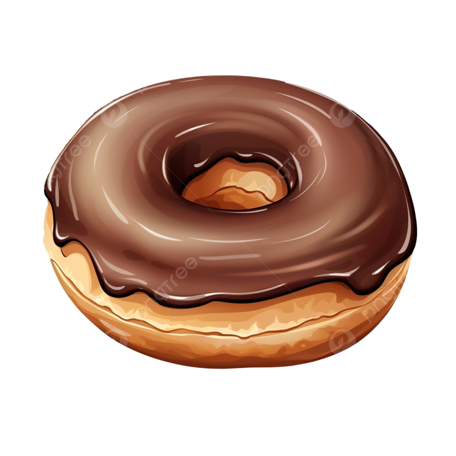a chocolate covered donut on a white background