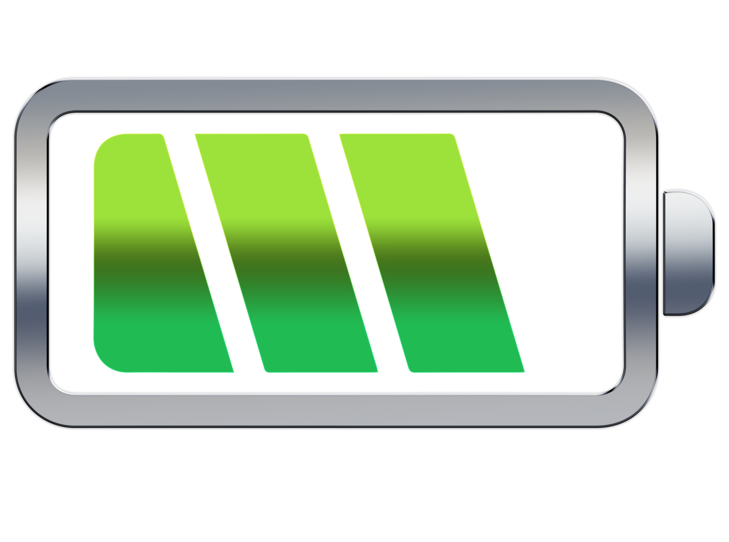 an icon of a battery with green stripes