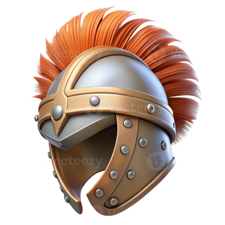 a helmet with red hair and spiked ears
