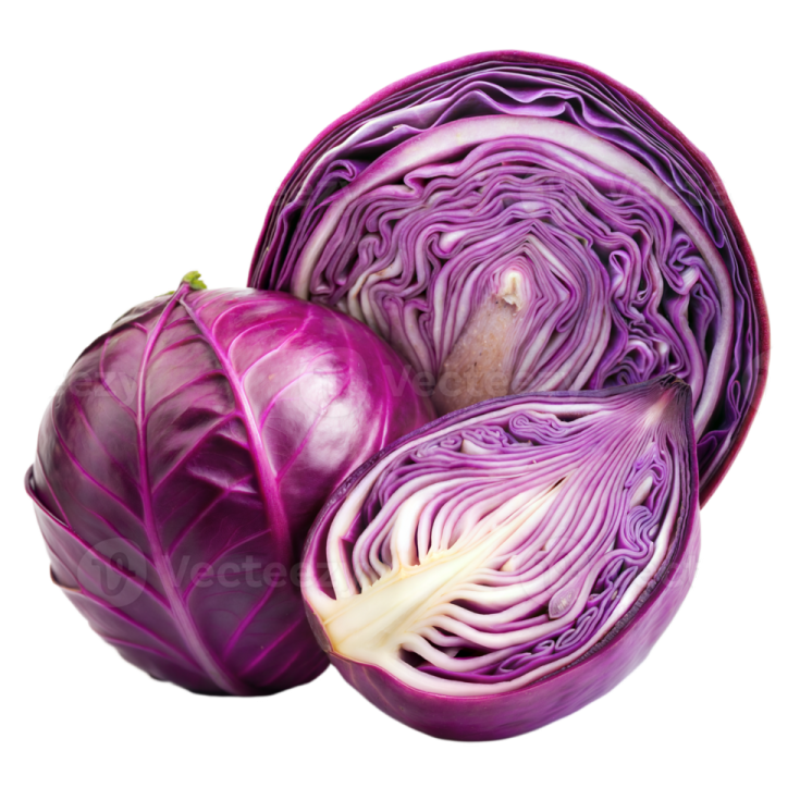 two red cabbages on a white background