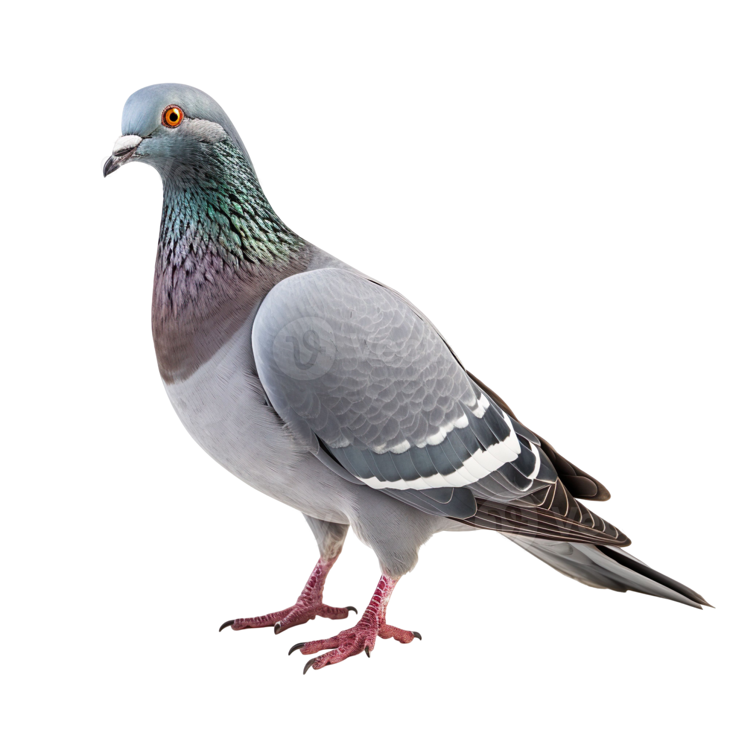 a pigeon is standing on a white surface