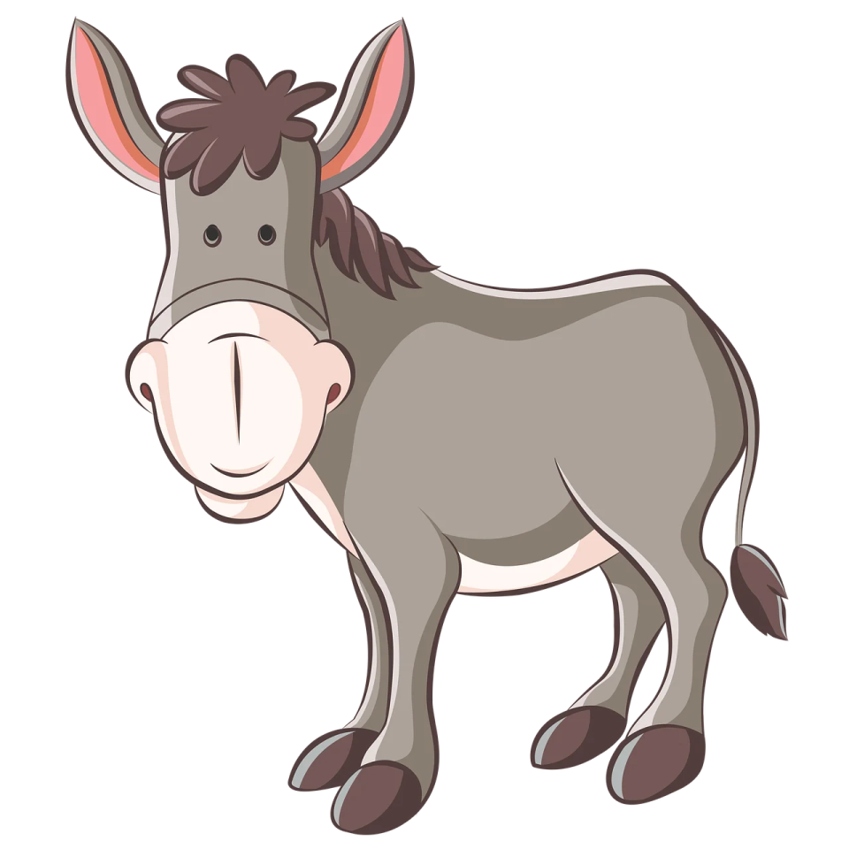 a donkey on a white background