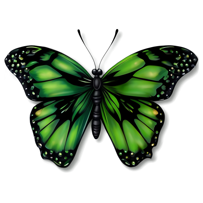a green butterfly on a white background