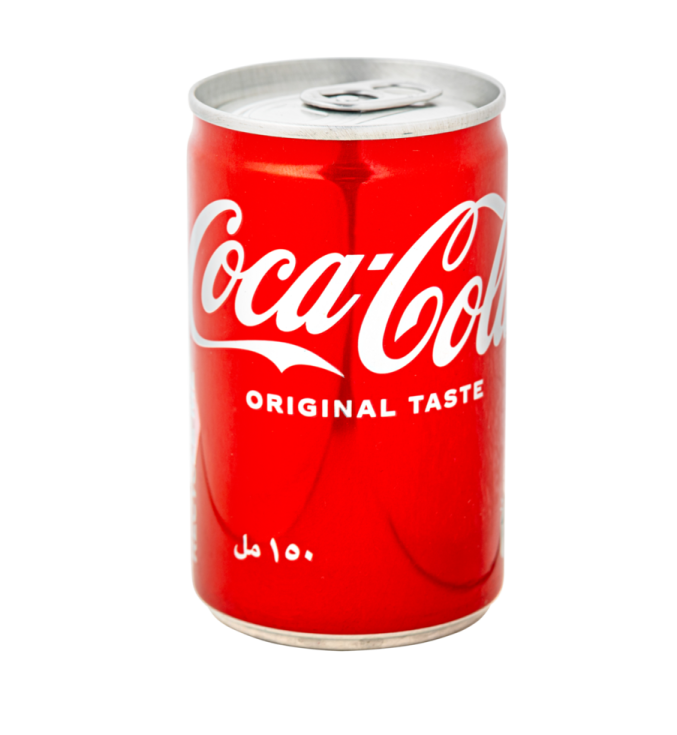 a can of coca on a white background