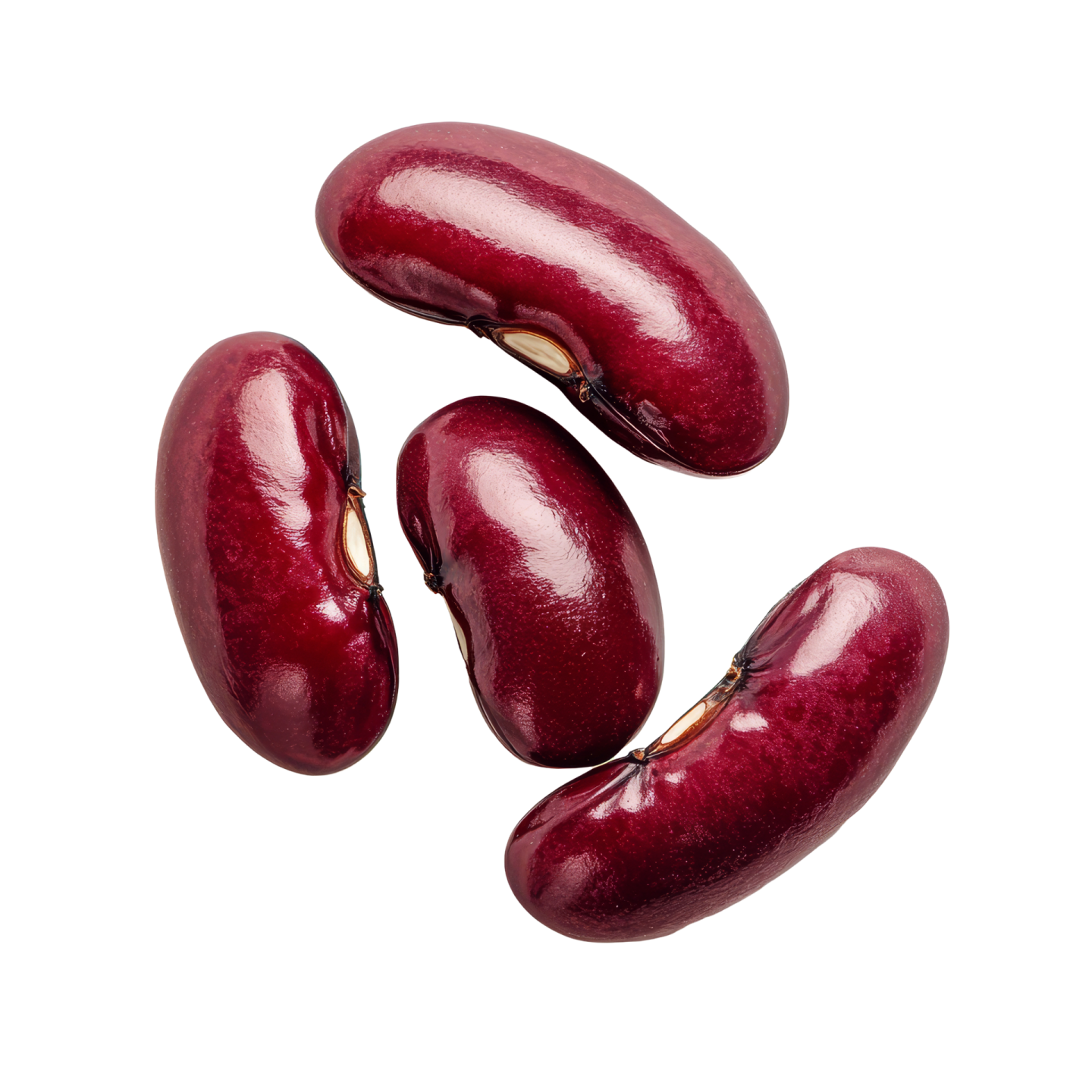 a group of red beans on a white background
