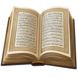 an open quran on a white background