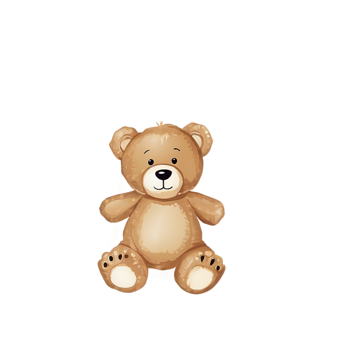 a brown teddy bear sitting in front of a white background