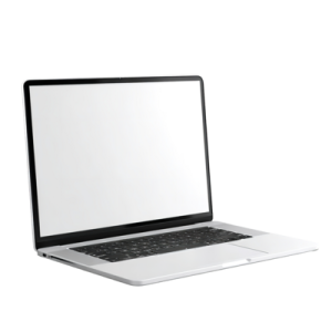 an open laptop computer on a white background