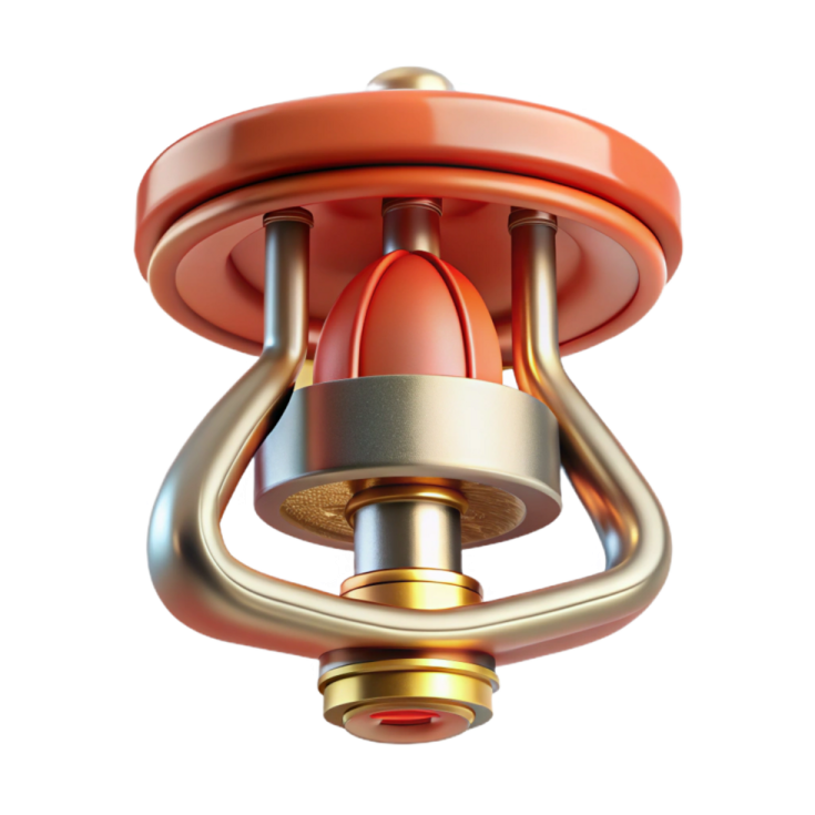 a red and gold light fixture on a white background