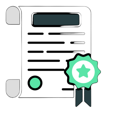 a certificate with a green seal on it