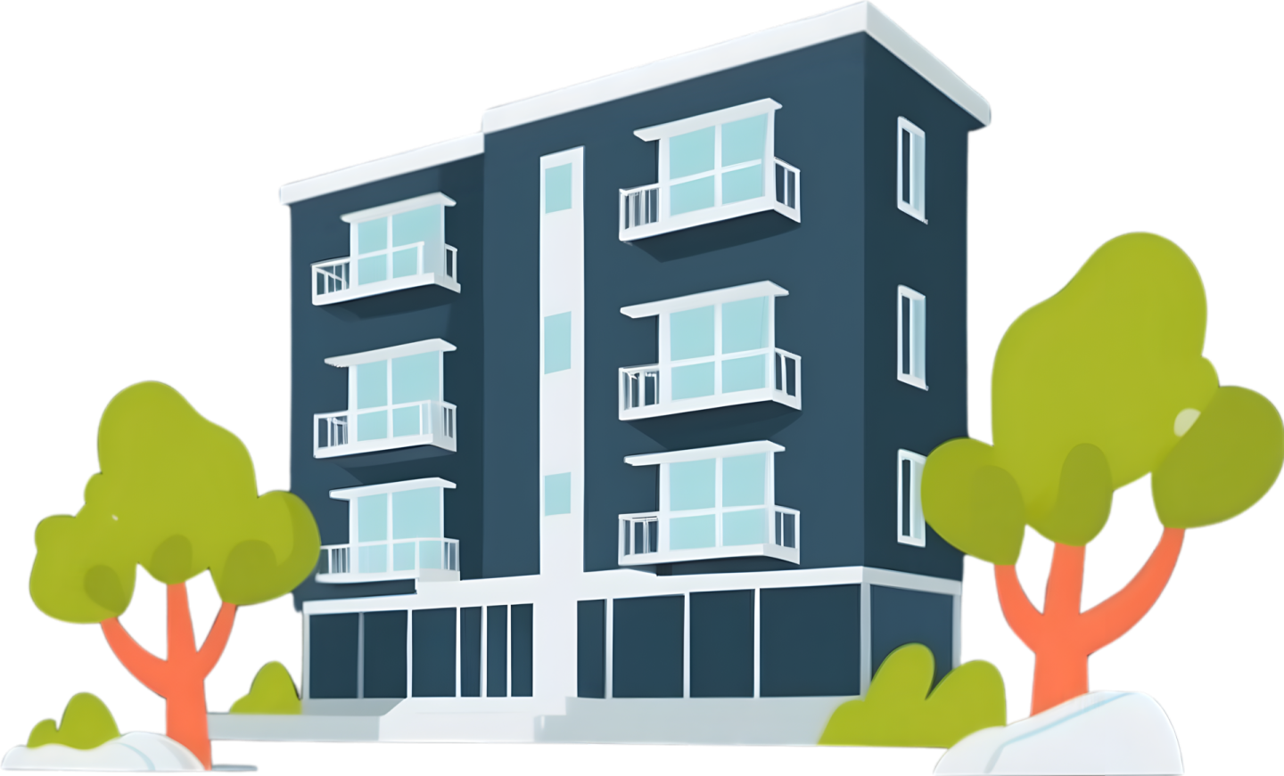a building with trees in front of it