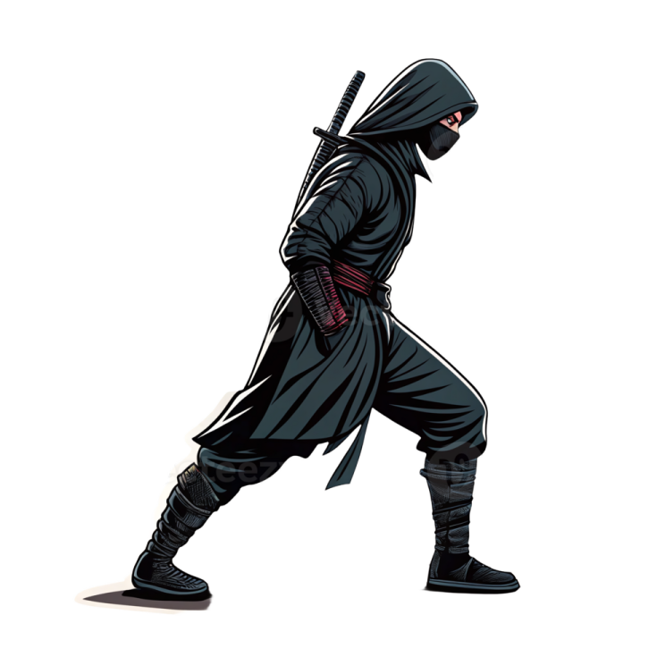a man in a ninja costume with a sword