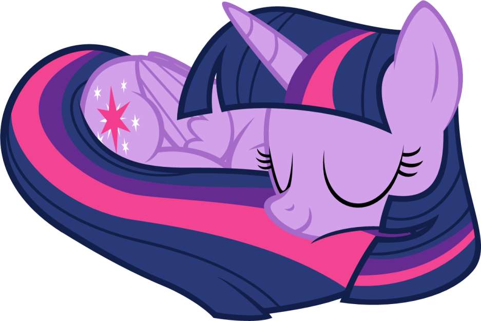 a little pony sleeping on top of a blanket